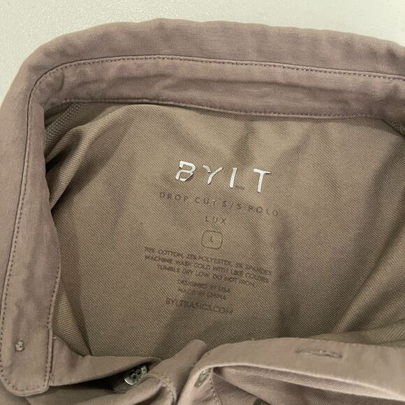 Bylt Polo Shirt Men's Large Lux Brown Drop Cut Short Sleeve Athletic Collared - Picture 8 of 11